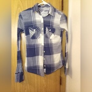 Aeropostale Women's Small Petite Western Long Sleeve Button Up Casual Blue